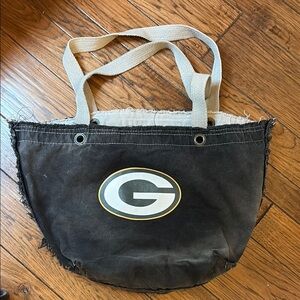Black and Tan Canvas Tote with Distressed Design